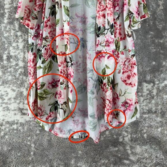 Mumu Womens Size 0/S Floral Open Front Cardigan Sweater Short Sleeve - Picture 2 of 10